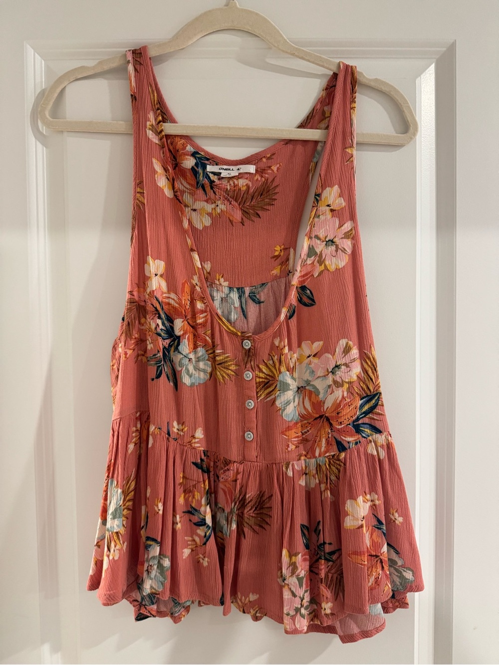 O'Neill Coral Floral Button-Front Tank Top